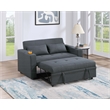 Poundex Fabric Convertible Sofa in Charcoal with Built-In Cupholders