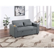 Poundex Convertible Fabric Sofa with Cupholders in Dark Gray