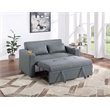 Poundex Convertible Fabric Sofa with Cupholders in Dark Gray