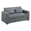 Poundex Convertible Fabric Sofa with Cupholders in Dark Gray