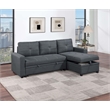 Poundex Reversible Convertible Sectional Fabric Upholstered in Charcoal