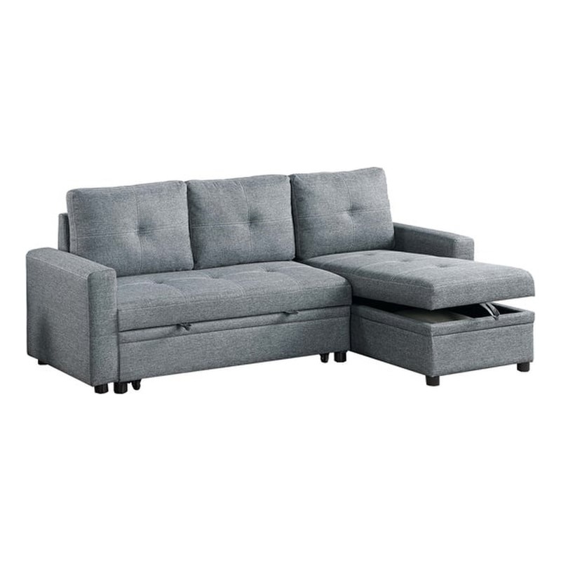 Poundex Reversible Convertible Sectional Fabric Upholstered in Gray