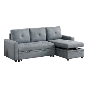 Poundex Reversible Convertible Sectional Fabric Upholstered in Gray