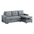 Poundex Reversible Convertible Sectional Fabric Upholstered in Gray