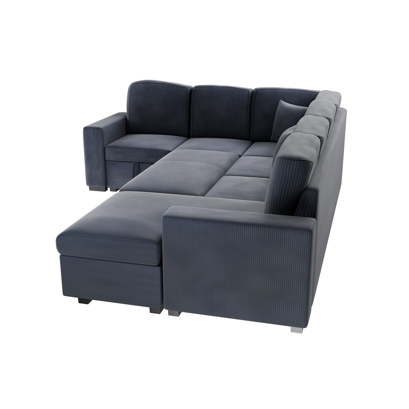 Poundex Foam Cushioned 4-Piece Convertible Sectional in Dark Gray