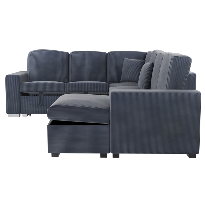 Poundex Foam Cushioned 4-Piece Convertible Sectional in Dark Gray