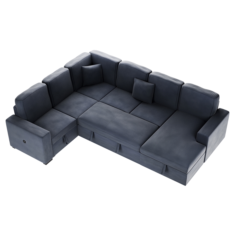 Poundex Foam Cushioned 4-Piece Convertible Sectional in Dark Gray