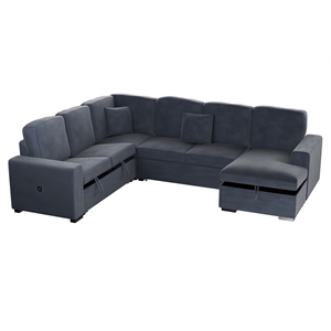 Poundex Foam Cushioned 4-Piece Convertible Sectional in Dark Gray