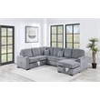 Poundex 4-Piece Convertible Sectional in Light Gray Foam Upholstery