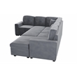 Poundex 4-Piece Convertible Sectional in Light Gray Foam Upholstery