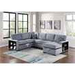Poundex 4-Piece Convertible Cotton Sectional in Gray Upholstery