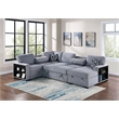 Poundex 4-Piece Convertible Cotton Sectional in Gray Upholstery
