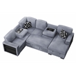 Poundex 4-Piece Convertible Cotton Sectional in Gray Upholstery