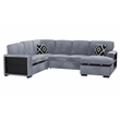 Poundex 4-Piece Convertible Cotton Sectional in Gray Upholstery