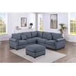 Poundex Foam Upholstered Corduroy 4-Piece Sectional in Dark Gray
