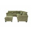 Poundex Upholstered Corduroy 4-Piece Sectional in Sage with Foam Cushions