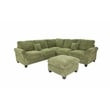 Poundex Upholstered Corduroy 4-Piece Sectional in Sage with Foam Cushions