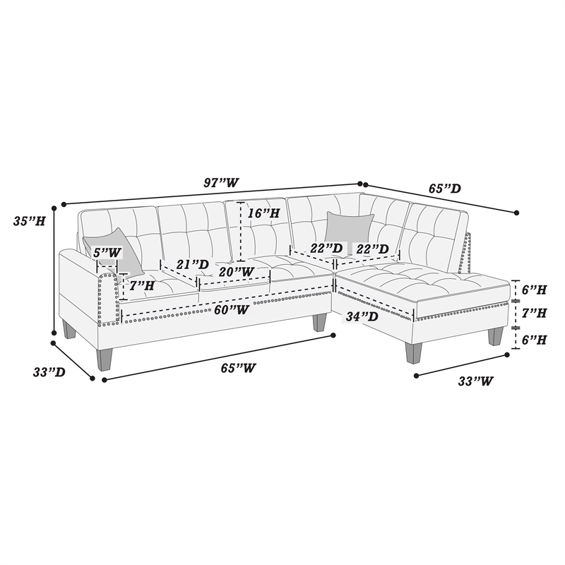 Poundex 2-Piece Sectional Set in Smooth Coffee Fabric Upholstery