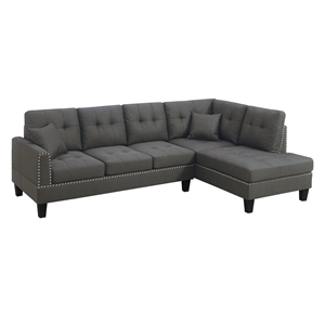 Poundex 2-Piece Sectional Set in Smooth Coffee Fabric Upholstery