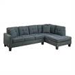 Poundex 2-Piece Sectional Set in Dark Gray Velvet Upholstery
