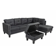 Poundex 3-Piece Charcoal Fabric Upholstered Sectional Sofa Set with Ottoman