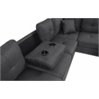 Poundex 3-Piece Charcoal Fabric Upholstered Sectional Sofa Set with Ottoman