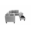 Poundex 3-Piece Gray Fabric Upholstered Sectional Sofa Set with Ottoman