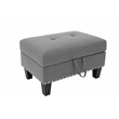 Poundex 3-Piece Gray Fabric Upholstered Sectional Sofa Set with Ottoman