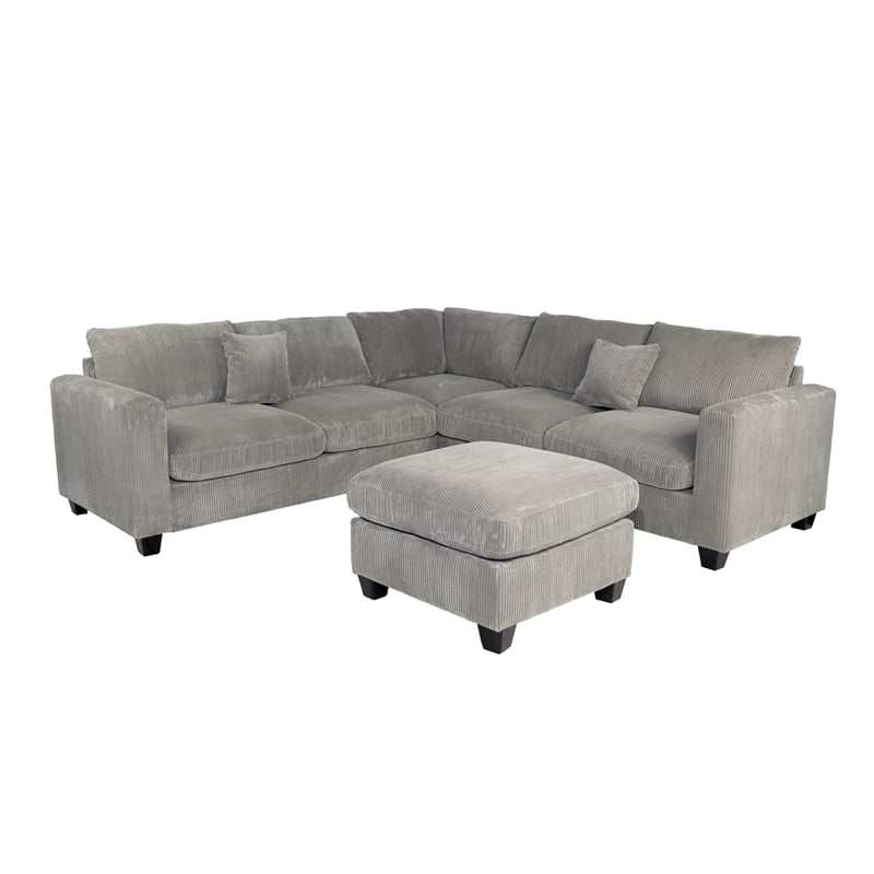 Poundex Foam-Filled 4-Piece Sectional Sofa in Soft Light Gray