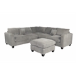 Poundex Foam-Filled 4-Piece Sectional Sofa in Soft Light Gray