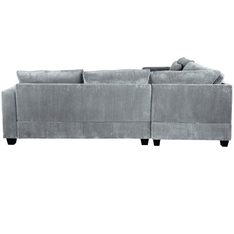 Poundex Foam-Filled 4-Piece Sectional Sofa in Soft Light Gray