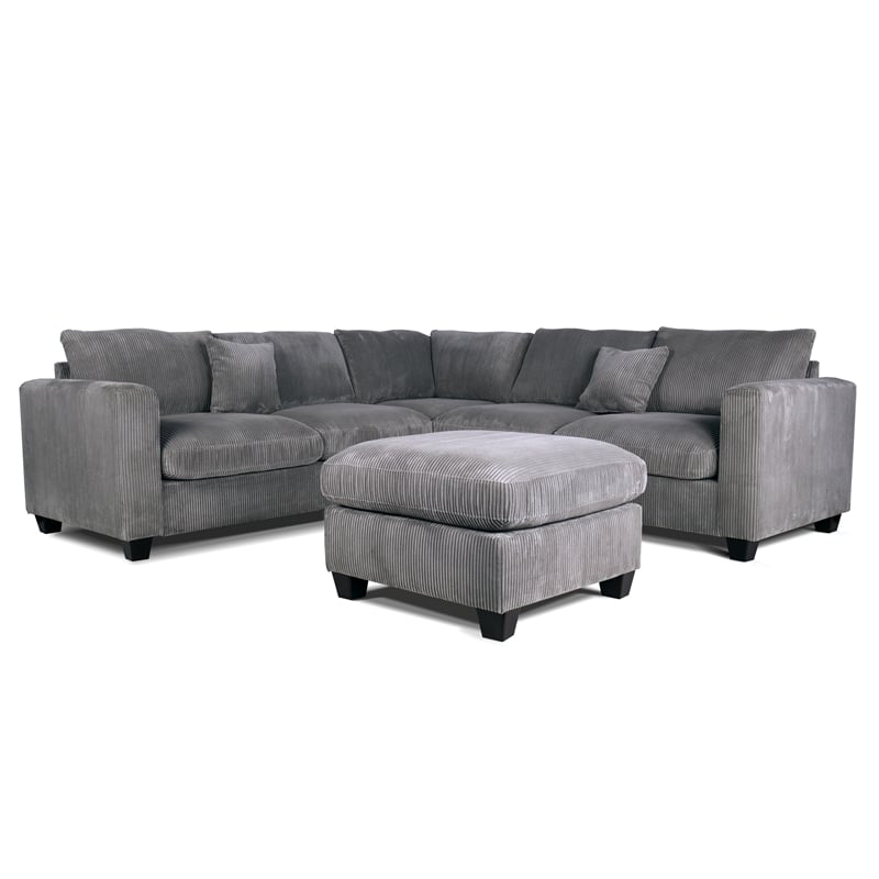 Poundex Foam-Filled 4-Piece Sectional Sofa in Soft Light Gray