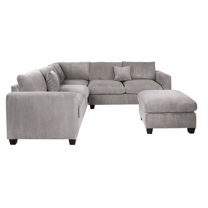 Poundex Foam-Filled 4-Piece Sectional Sofa in Soft Light Gray