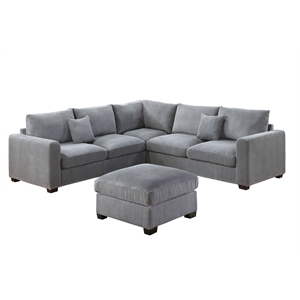 Poundex Foam-Filled 4-Piece Sectional Sofa in Soft Light Gray