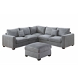 Poundex Foam-Filled 4-Piece Sectional Sofa in Soft Light Gray