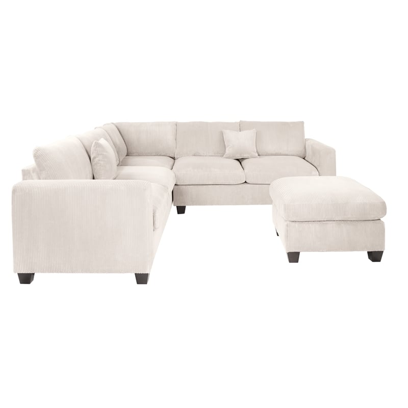 Poundex Foam-Filled 4-Piece Sectional Sofa in Soft Ivory Finish