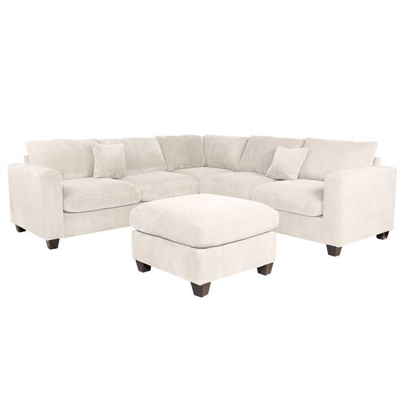 Poundex Foam-Filled 4-Piece Sectional Sofa in Soft Ivory Finish