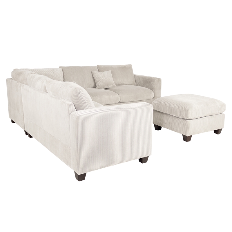 Poundex Foam-Filled 4-Piece Sectional Sofa in Soft Ivory Finish