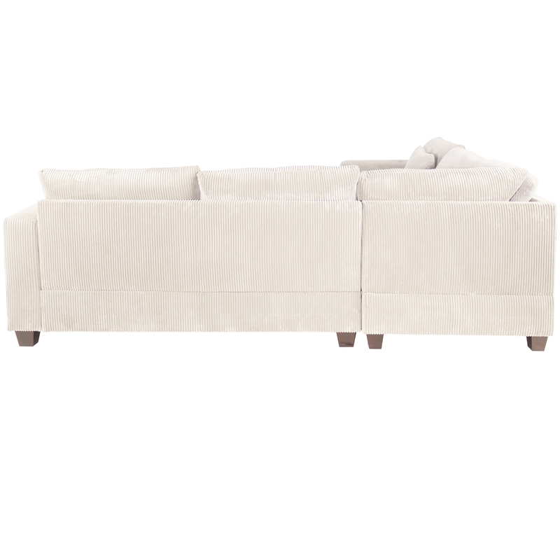 Poundex Foam-Filled 4-Piece Sectional Sofa in Soft Ivory Finish