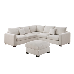 Poundex Foam-Filled 4-Piece Sectional Sofa in Soft Ivory Finish