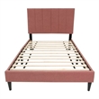 Poundex Adjustable Channel Tufted Twin Bed Frame in Pink Fabric