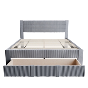 Poundex Queen Foam Platform Bed with Underbed Storage in Gray
