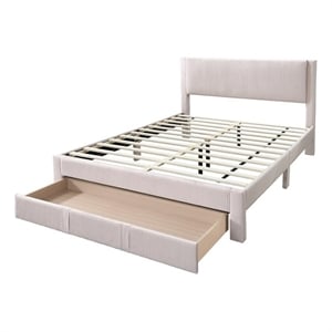 Poundex Queen Pink Foam Platform Bed Featuring Underbed Storage