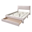 Poundex Queen Pink Foam Platform Bed Featuring Underbed Storage