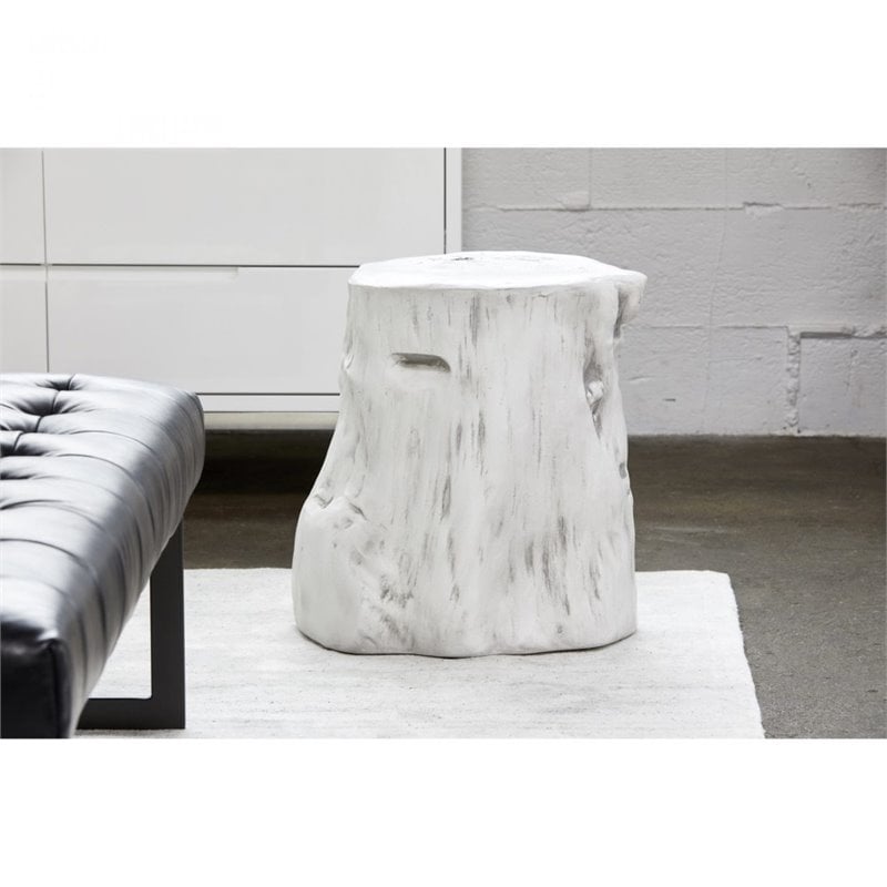 Moe's Home Collection Log Cement Stone and Plaster Log Stool in White