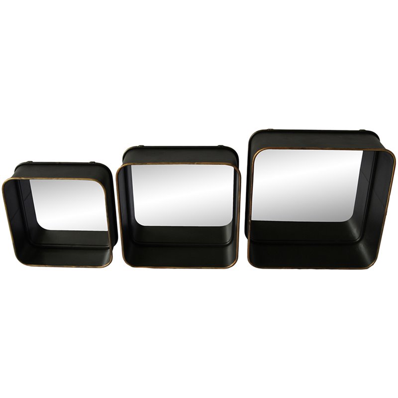 Moe S Azo Shadow 3 Piece Decorative Mirror Set In Black - Black Decorative Mirror Set Moe S Azo Shadow 3 Piece Decorative Mirror Set In Black - Black Decorative Mirror Set