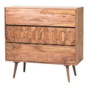 moe's home collection o2 3-drawer modern wood chest in natural