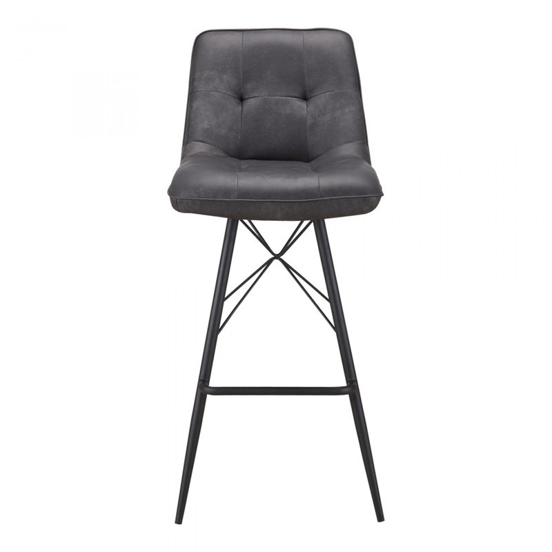 Faux Leather Tufted Bar Stool, Black Leather Tufted Bar Stools