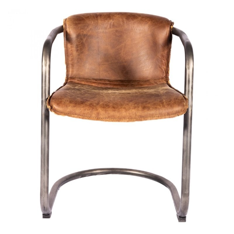 Moe S Benedict Leather Dining Arm Chair, Modern Rustic Leather Dining Chairs