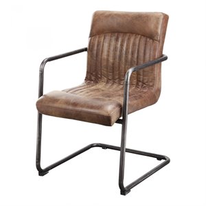 moe's home collection ansel arm chair grazed brown leather-set of two